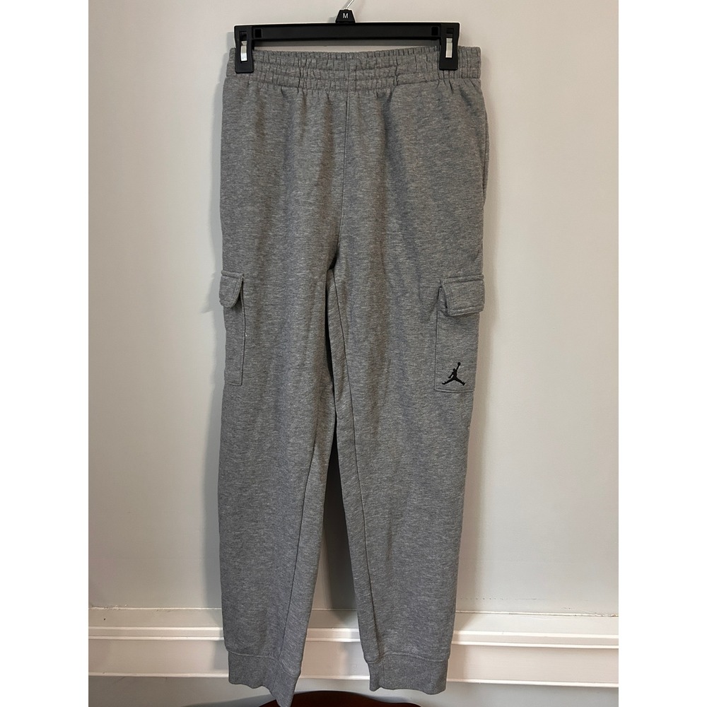 Jordan Boys Gray Jumpman Fleece Cargo Sweatpants Joggers XL 13-15Y B087-GEH